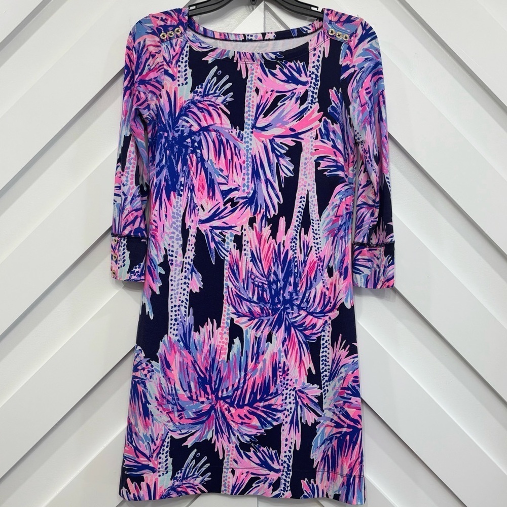 Lilly Pulitzer Womens Sophie Dress Size XS In Palms Up Purple Navy - Picture 1 of 5